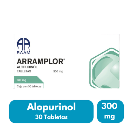 Arramplor (Alopurinol) 300 mg Caja  con 30 Tabletas