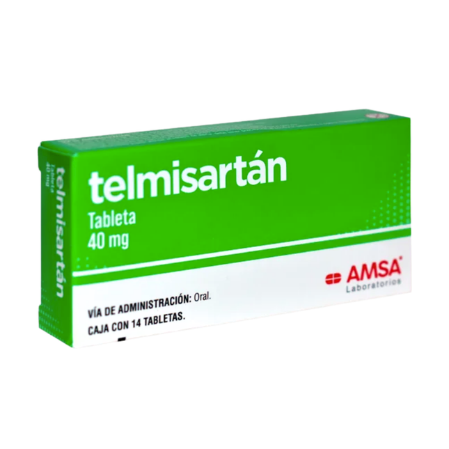 Telmisartán 40 mg Caja con 14 Tabletas Amsa