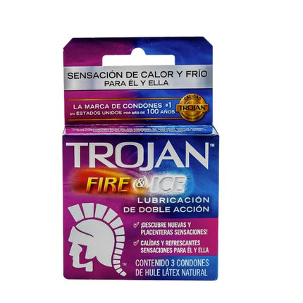 Trojan Fire & Ice Texturizado Caja con 3 Preservativos Masculinos
