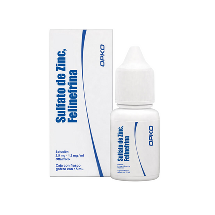 Sulfato de Zinc con Fenilefrina Caja con Frasco Gotero de 15 mL