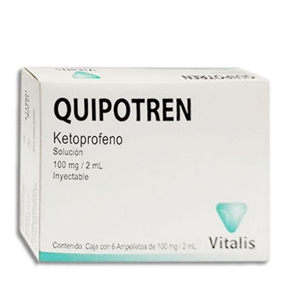 Quipotren (Ketoprofeno) 100 mg/2 ml Inyectable Caja con 6 Ampolletas