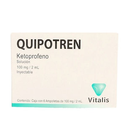 Quipotren (Ketoprofeno) 100 mg/2 ml Inyectable Caja con 6 Ampolletas