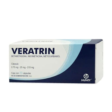 Veratrin 0.75 mg / 25 mg / 215 mg Caja con 20 Cápsulas