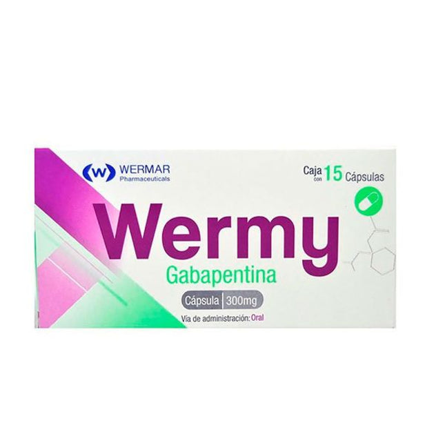 Wermy (Gabapentina) 300 mg caja con 15 cápsulas
