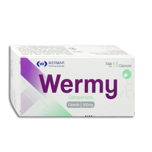 Wermy (Gabapentina) 300 mg caja con 15 cápsulas