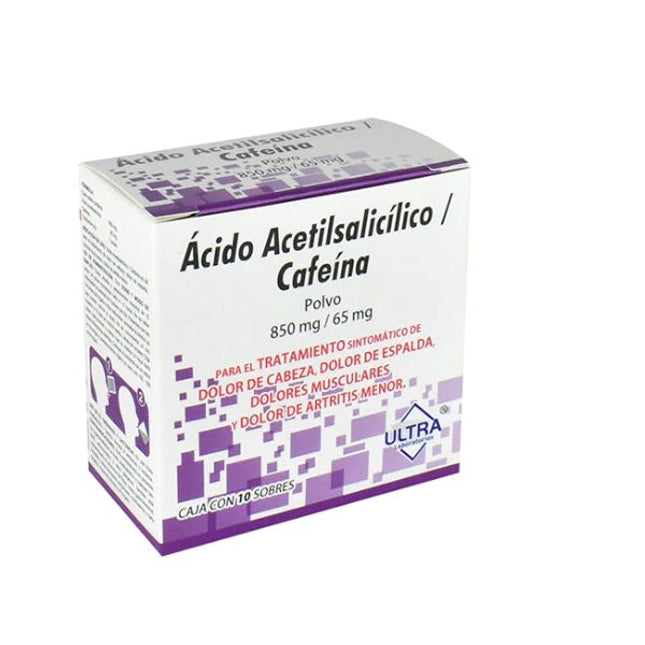 Lutrabor (Ácido Acetilsalicílico/cafeína) 850 mg /65 mg Con 10 Sobres