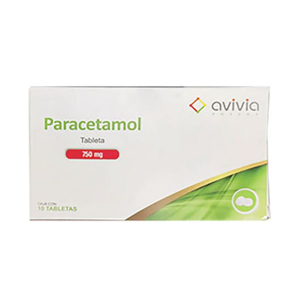 Paracetamol 750 mg Caja con 10 Tabletas Laboratorios Avivia