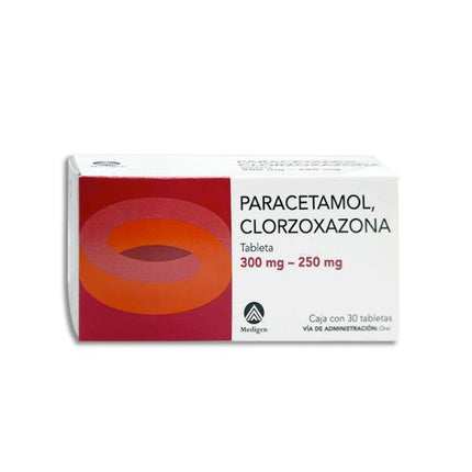Paracetamol / Clorzoxazona 300 mg / 250 mg caja con 30 tabletas
