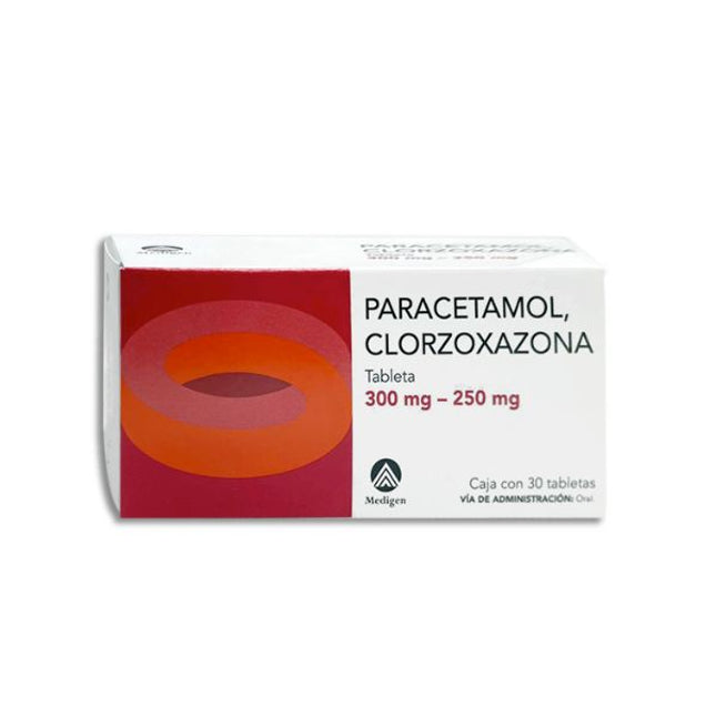 Paracetamol / Clorzoxazona 300 mg / 250 mg caja con 30 tabletas