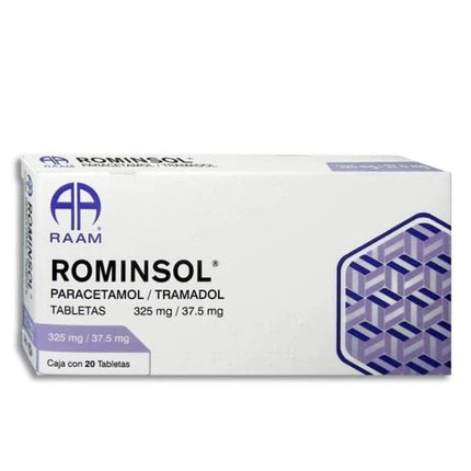 Rominsol (Paracetamol / Tramadol) 325 mg / 37.5 mg Caja con 20 Tabletas