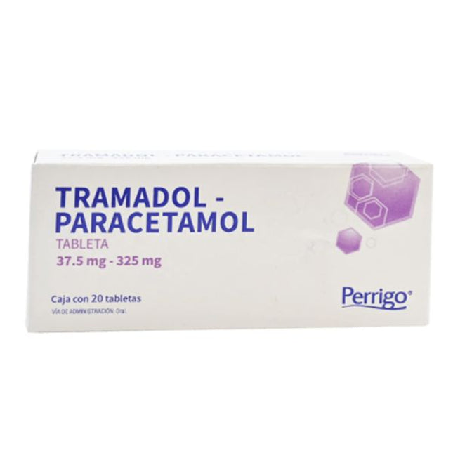 Tramadol - Paracetamol 37.5 mg - 325 mg Caja con 20 Tabletas